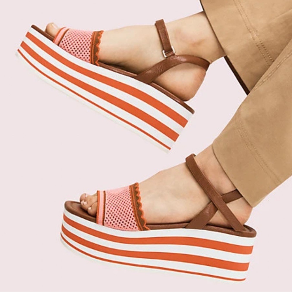 NEW Kate Spade Striped Highrise Wedges